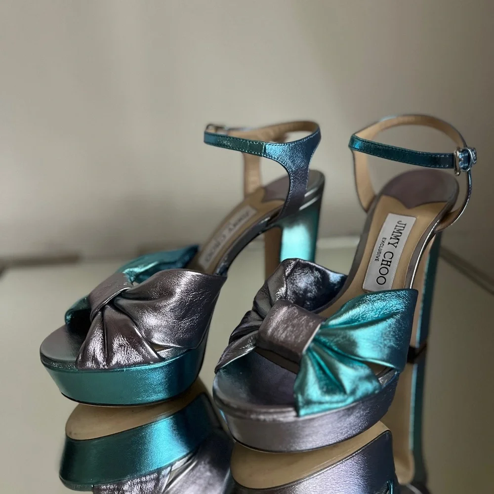 New Jimmy Choo Heloise Ombre Ankle-Strap Platform Sandals 36 $995 - Picture 8 of 14